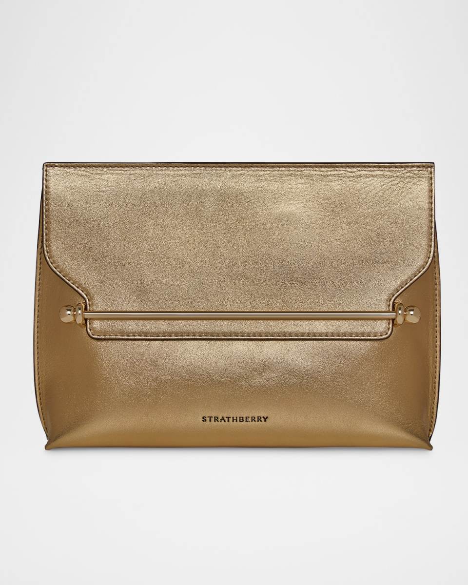 Stylist Flap Metallic Leather Clutch Bag